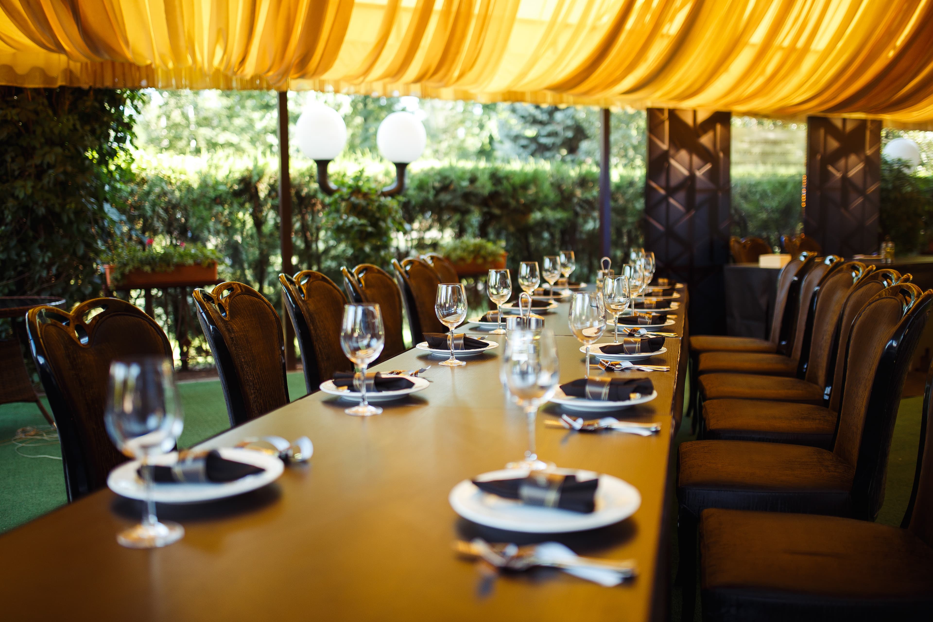 Elegant event setup with glassware
